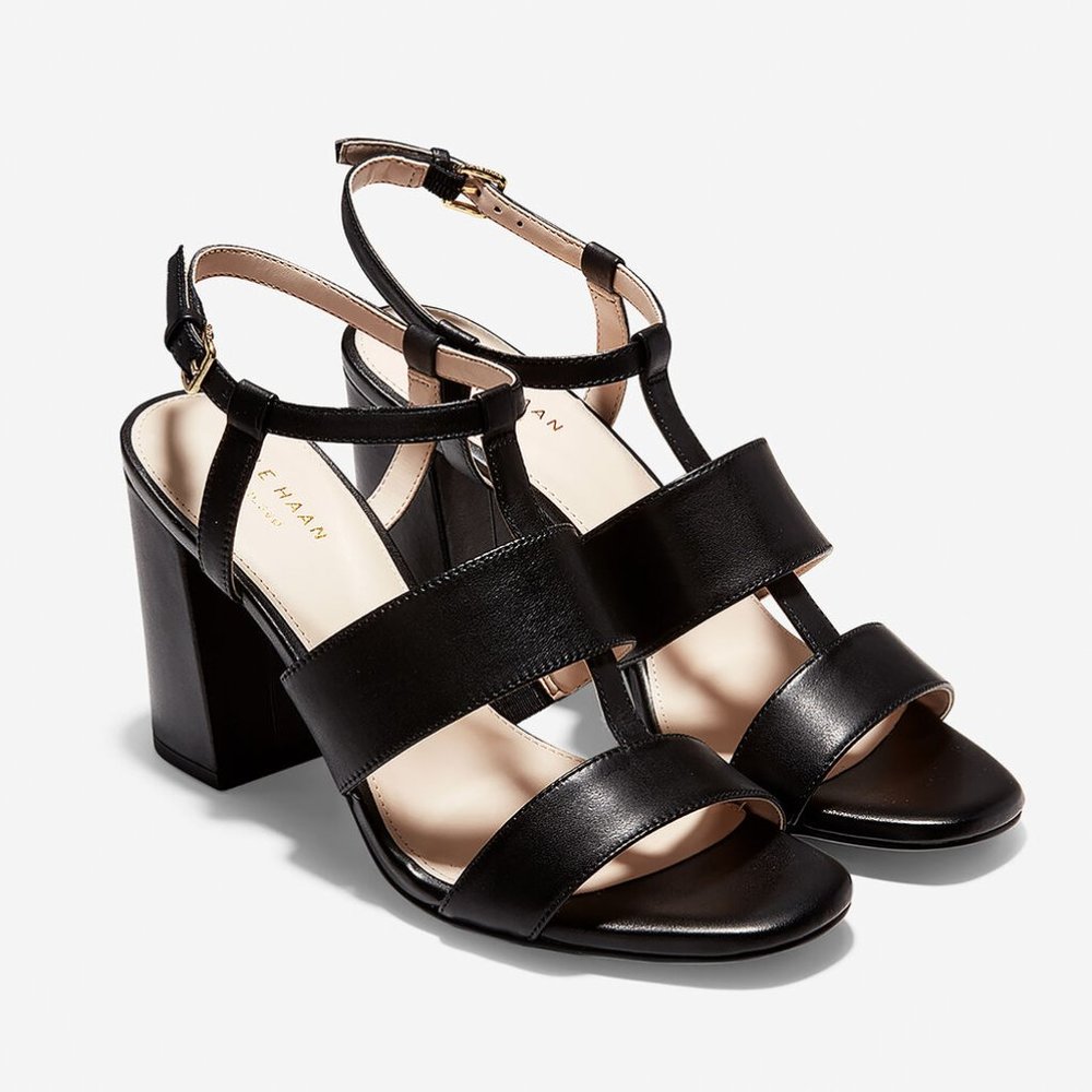 BLACK CHERIE LEATHER SANDALS